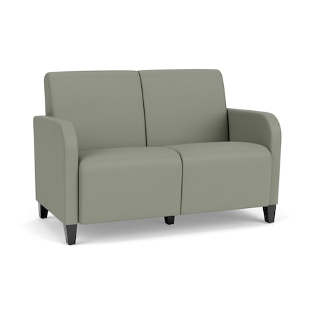 Lesro Siena Lounge Reception 2 Seat Tandem Seating No Center Arm, Walnut, OH Eucalyptus Upholstery SN2101